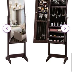 Freestanding Jewelry Armoire with Mirror