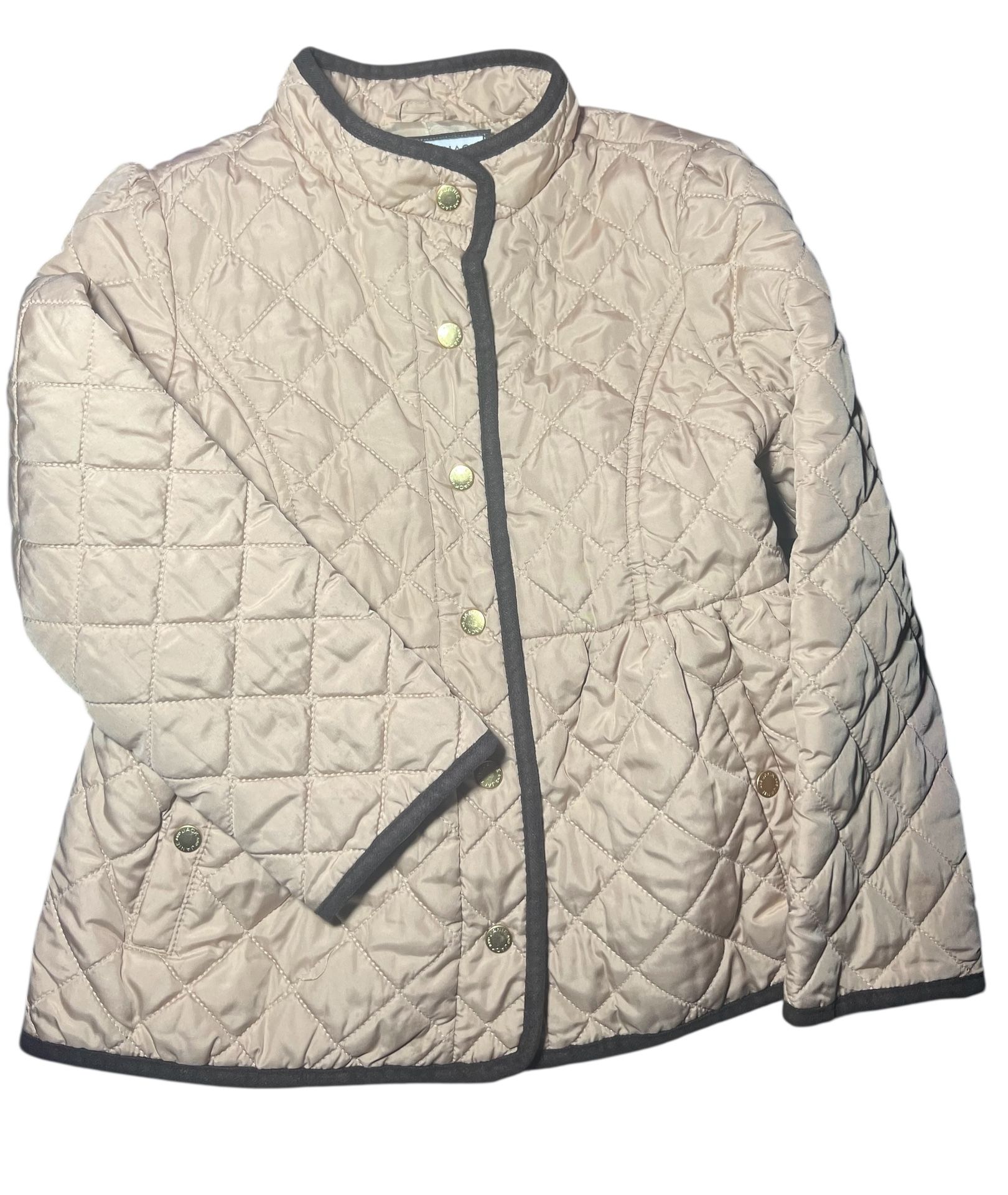 Janie And Jack Beige Quilted Girls Coat Size 5-6