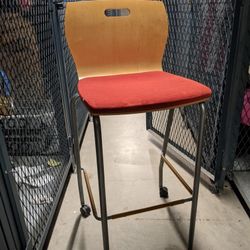 Wood / Red Cushion Bar Stools High Chairs
