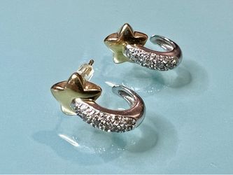 💎 14KT Two-Tone 4.8 grams, 0.30ct Fancy Diamond Earrings “L@@K”