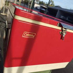 Vintage Coleman Cooler Red White