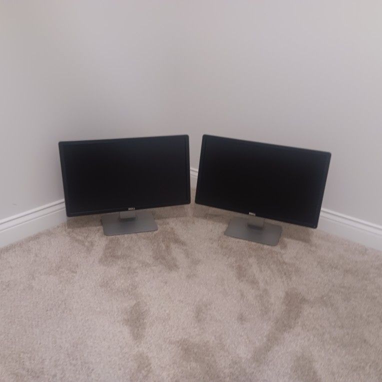 dual monitor 22 inch dell widescreen monitors 22" wide screen computer desktop moniter pc computers desktops pcs dells