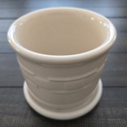 Longaberger Pottery Woven Traditions Condiment Crock with Lid