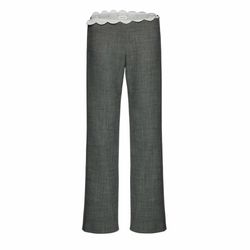 Magda Butrym Low-rise wool trousers with lace waistband in grey