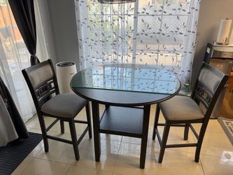Round Counter Height Dining Table with 2 Chairs