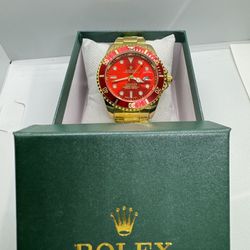 New Red Face / Gold Band Formal Watch With Box