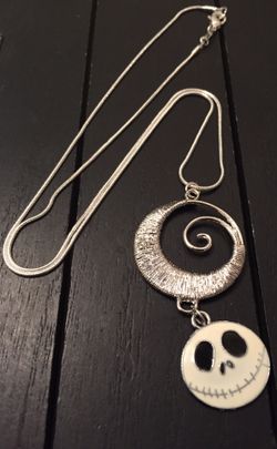925 Sterling Silver Plated Necklace with Jack Skellington / Nightmare Before Christmas Two Piece Pendant Jewelry FREE GIFT PICTURED LAST!