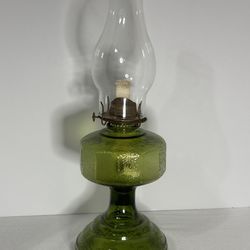 Vintage Green Oil Lamp Glass 