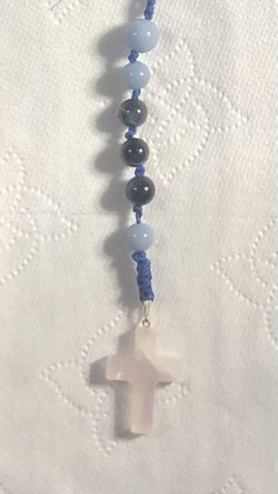 Rosary gemstone angelite & blue agate 