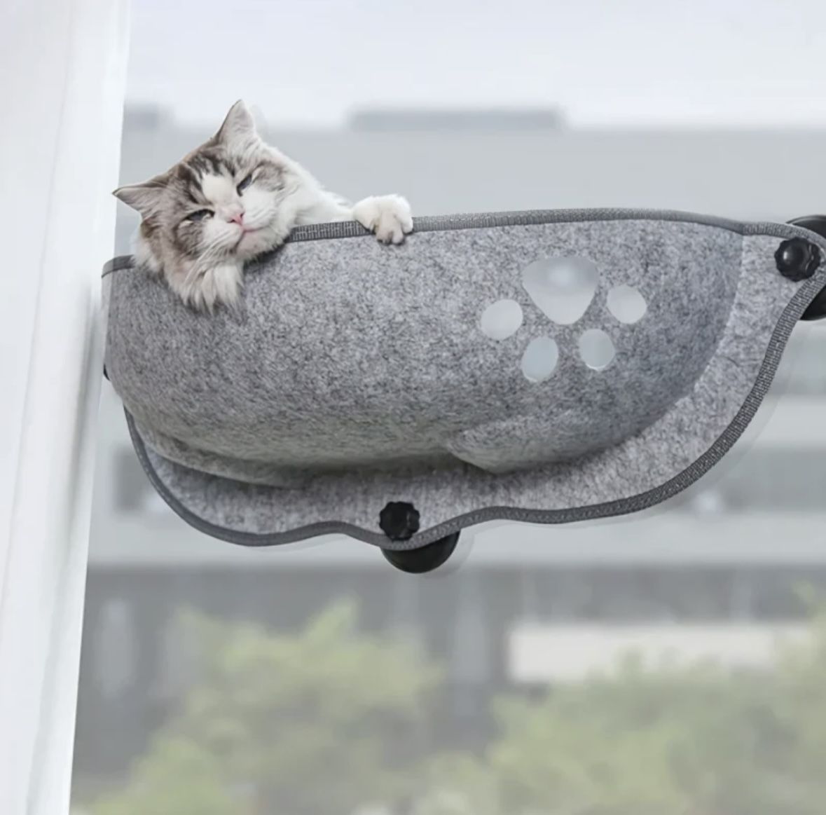 Window Mounted Cat Bed / Perch / Hammock, Gray