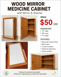 Wood by by Mirrored Medicine Cabinet – $50