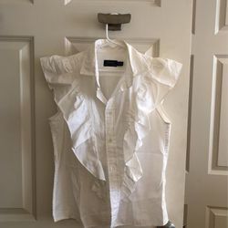 Polo Ralph Lauren White Blouse With Fringe 