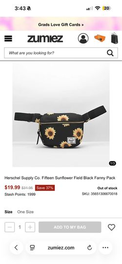 Brand New Sunflower Limited Edition Herschel Fanny Pack