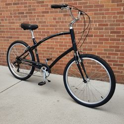 NEW 2025 MANHATTAN SMOOTHIE 7 SPEED EXTENDED MATTE BLACK HYBRID BEACH CRUISER BIKE