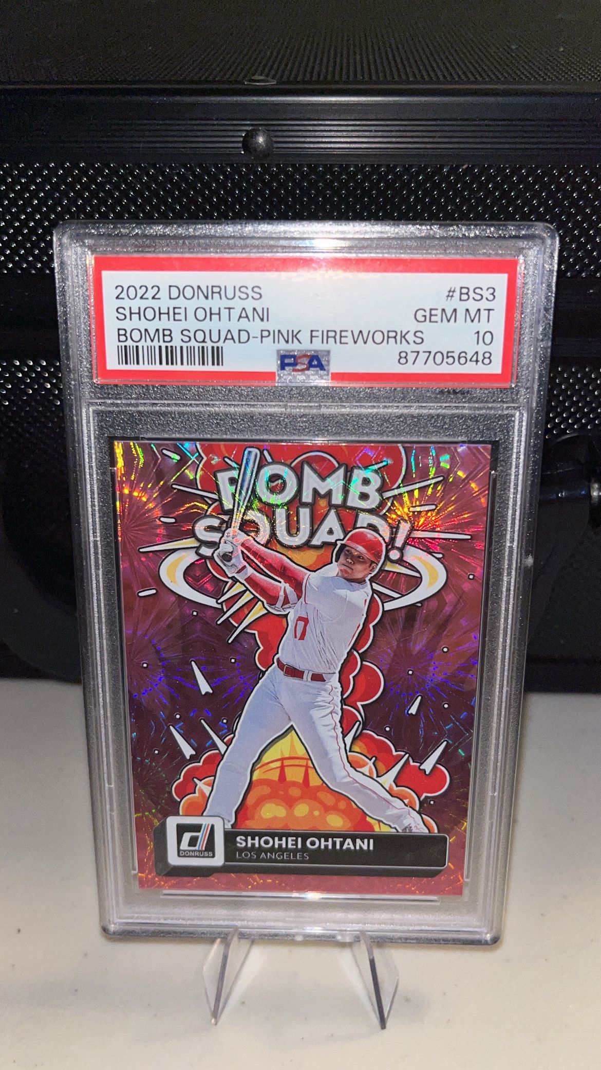 Shohei Ohtani Bomb Squad Pink Fireworks SSP PSA 10 Los Angeles Dodgers LA Slab Graded Baseball Card MLB