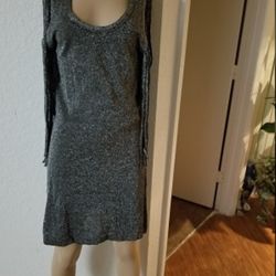 BABY PHAT SLIVER NEW FRINGE SLEEVE STRETCH DRESS LARGE