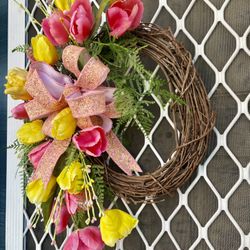 Handmade Easter Tulips Grapevine Wreath 🌷