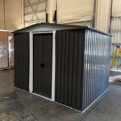 Sales $350!!!  (New in box need assemble) 6’ L x 8’ W x 6.3’ H Metal galvanized steel Storage Shed Outdoor Garden Backyard 6x8 Storage 