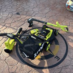 RYOBI ONE+ HP 18V Brushless 16 in. Cordless Battery Walk Behind Push Lawn Mower with (2) 4.0 Ah Batteries and (1) Charger