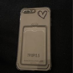 $5  /Heart Pattern Card Slot Phone Case with lanyard
