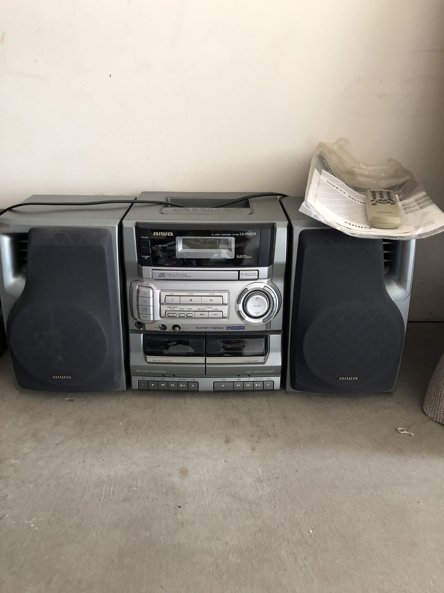 Aiwa cassette CD radio with remote