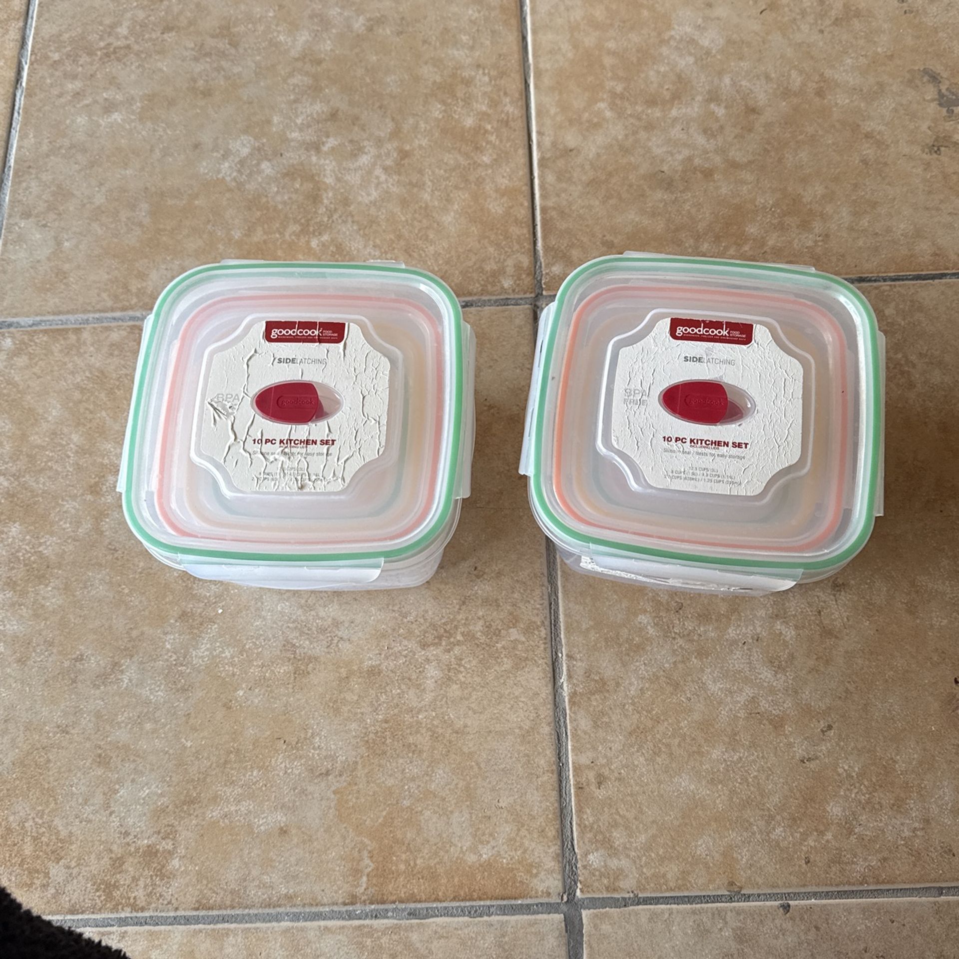 Good cook Food Storage Containers With Silicone Seal. 10 Pieces $ 10 Each Set