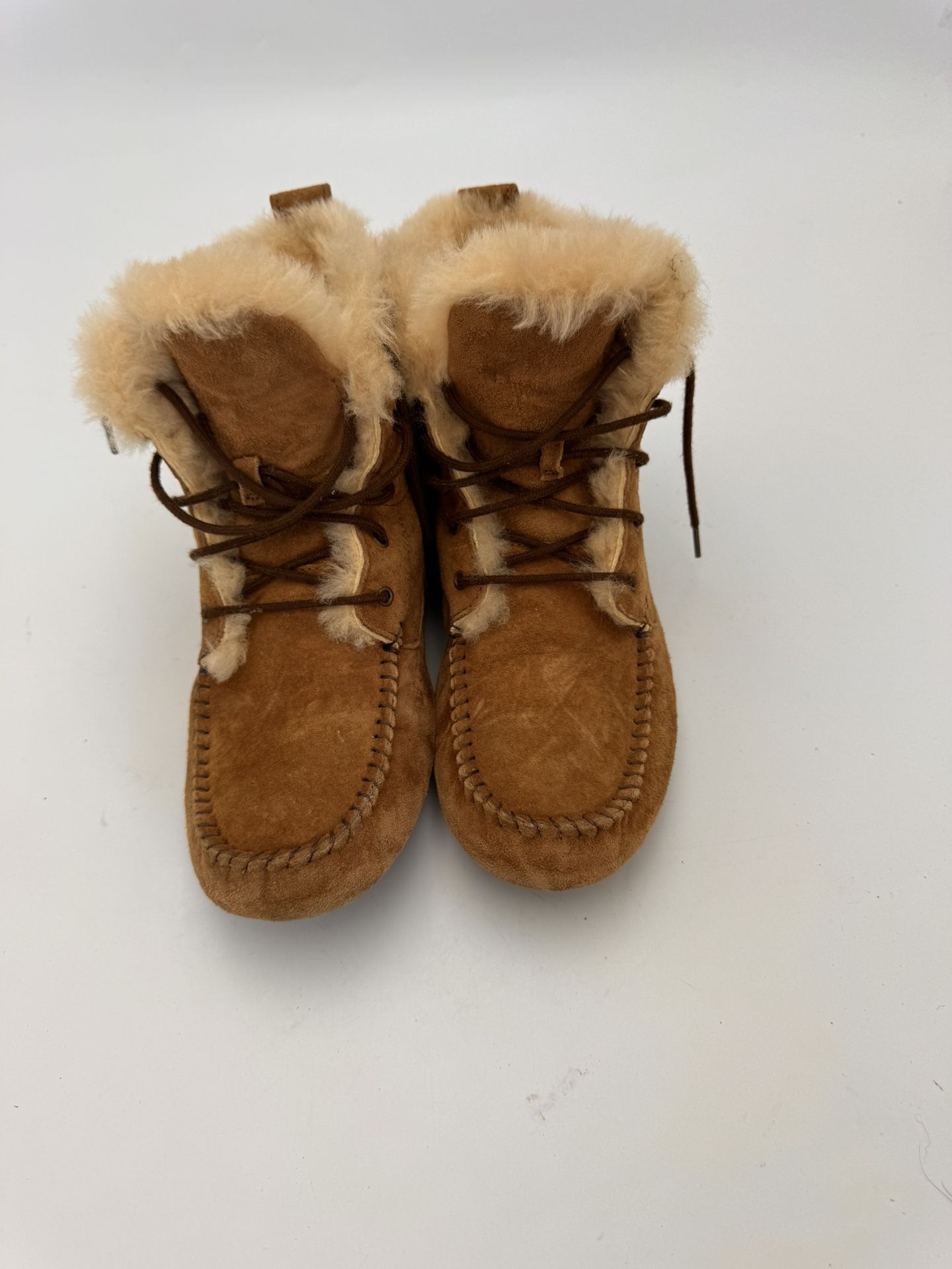 UGG BOOTS WOMENS 9 CHESTNUT CHICKAREE MOCCASIN SHEARLING LACE UP 1007716