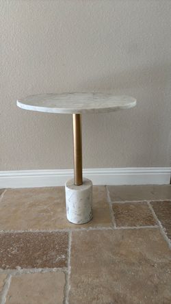 Round Marble Top Side Table with Gold Stem