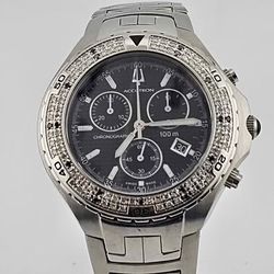🦖Bulova Accutron Genuine Diamond Set Bezel Val D'Isere 40mm Swiss Quartz Chronograph🦖