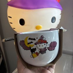 Hello Kitty Halloween Ceramic Bowl with Chopsticks