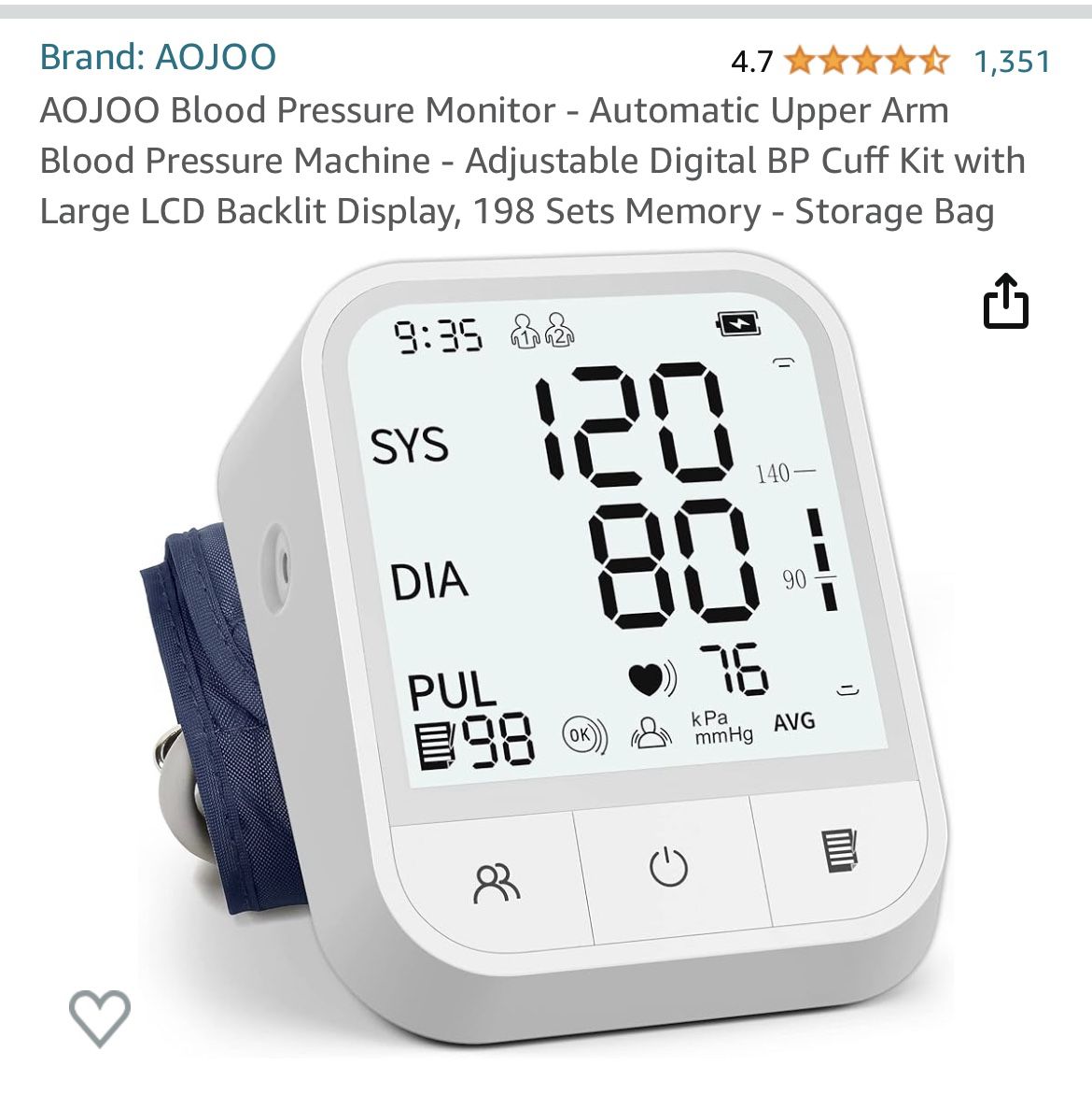 Blood Pressure Cuff Monitor