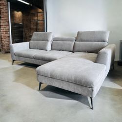 🏷WAREHOUSE CLEARANCE | BRAND NEW Modern Sectional Sofa L-Shape with Adjustable back and headrests, Gray💥 FINANCE
