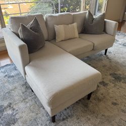 Rivet Revolve Modern Upholstered Sofa with Reversible Sectional Chaise, 80"W