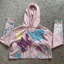 Graphic Cut Off Pink Sweatshirt Hoodie