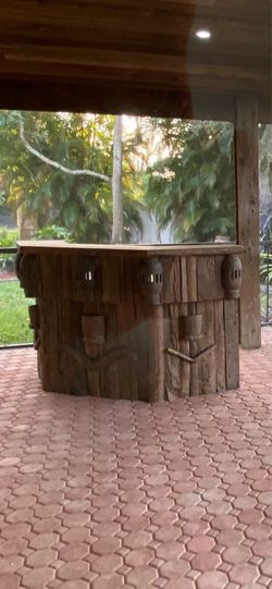 Vintage Pirate Bar – Rustic Reclaimed Wood with Iron Ship’s Lanterns