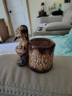 Vintage Ceramic "The Big Chief's Cigars"  Cigar Holder