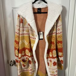 Women’s size 3X Disney Winnie The Pooh Hunny Fair Isle Sherpa  Cardigan.  Brand new with tags.  Smoke free home 