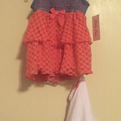 Little Lass Girls  Dress With Shorts Size 2T