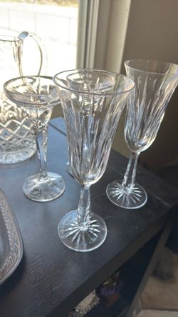 and candlestick holders Lenox Crystal Champagne Flutes and candlestick holders