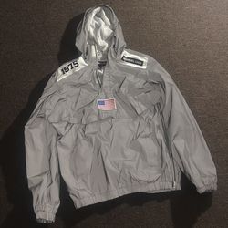 members only astronaut reflective silver jacket in grey