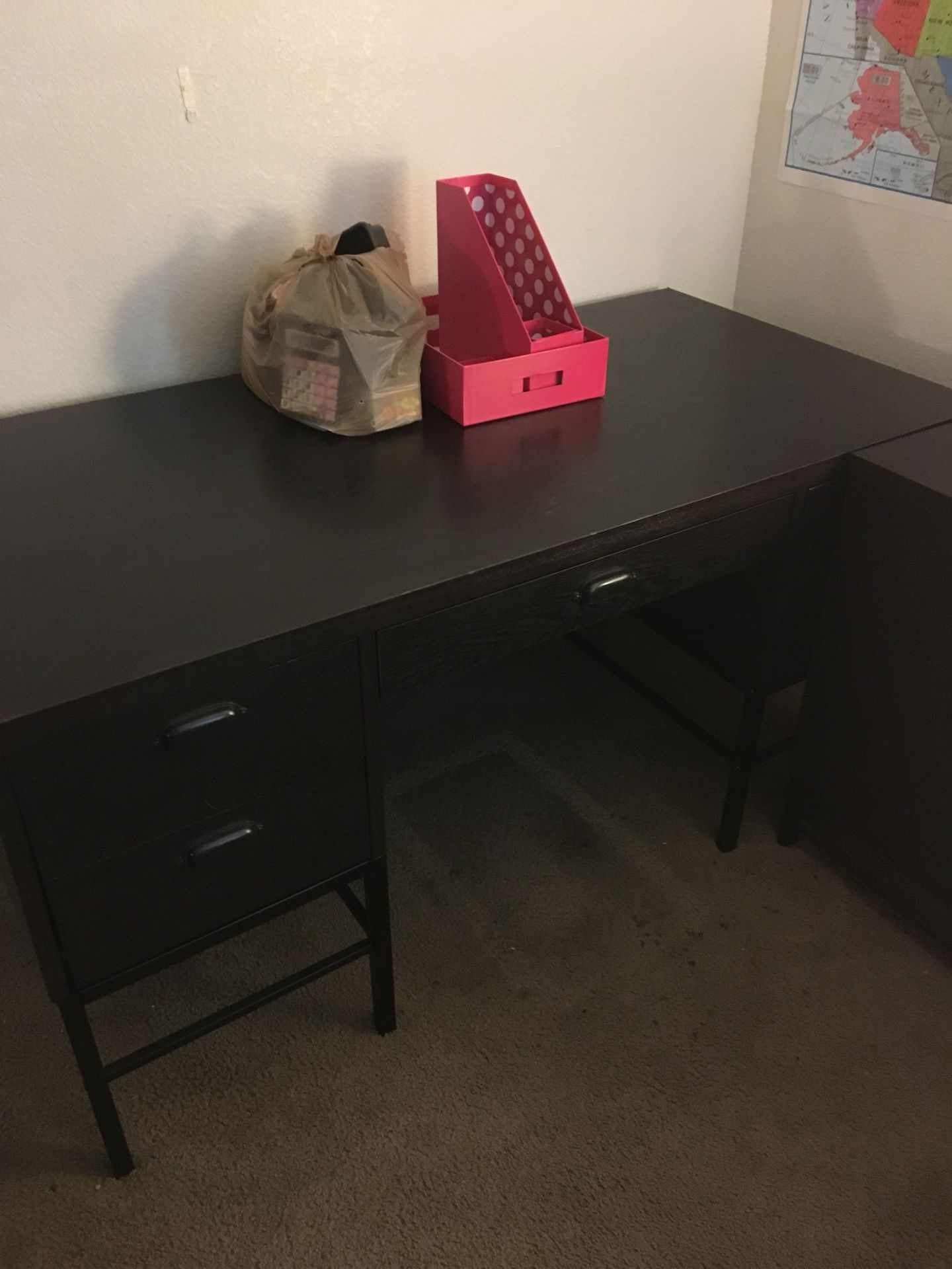 Desk and cabinet