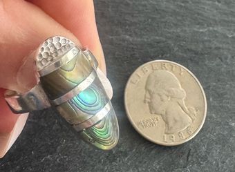 925 Silver Ring with Abalone Sz. 8