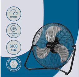 Utilitech 20-in High Velocity Indoor Floor Fan, in Black