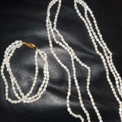 Real Pearl's Layered Necklace And Bracelet