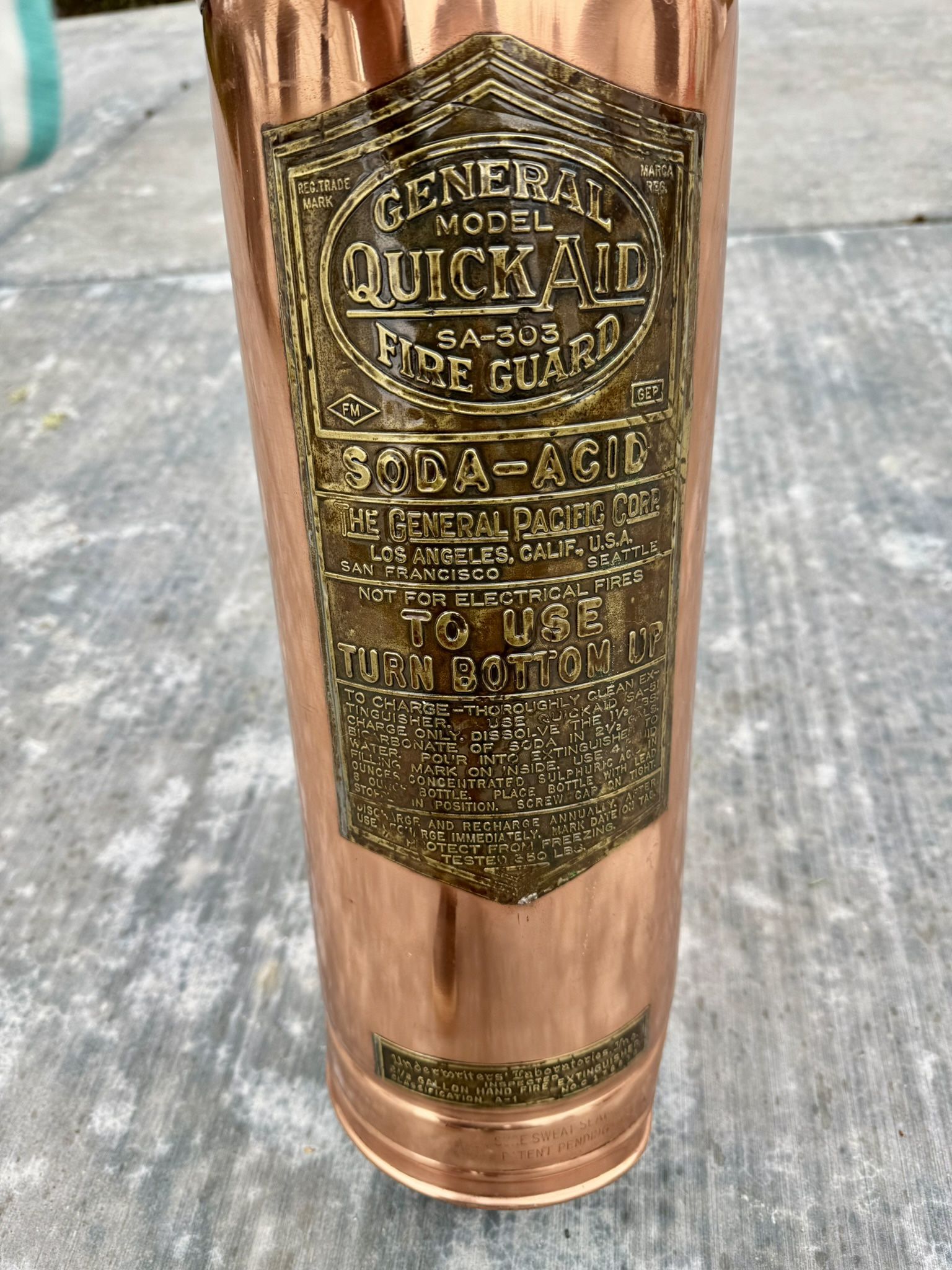 Antique Copper Fire Extinguisher