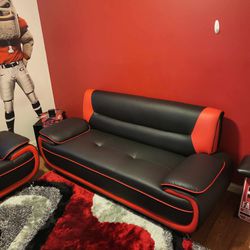Nice Black And Red Sofa &Chair