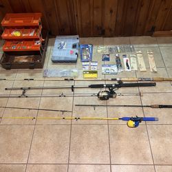 Fishing Rod and Reel Set Fishing Pole, Hooks Fishing Accessories with Tackle Box 