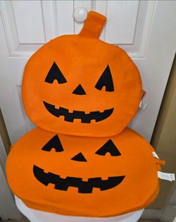 Set of 4 Halloween Jack-o-Lantern Pumpkin Chair Decoration Orange Black