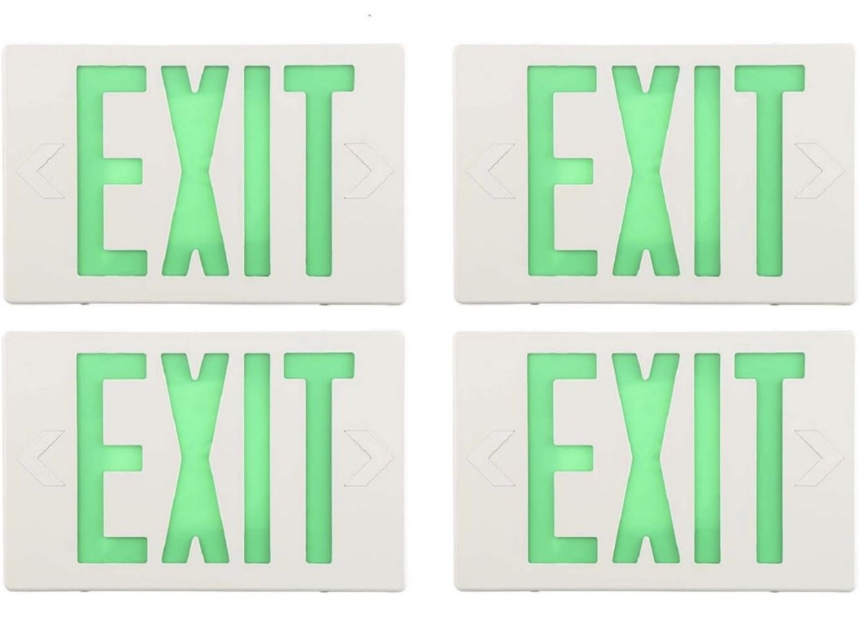 NEW! 4 Pack Of SPECTSUN Led EXIT Sign Light, Hardwired Green Color Exit Commerical Lighting