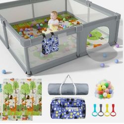 Playpen 79"x71" Play Yard with Mat for Indoors & Outdoors Excellent/Like New Condition